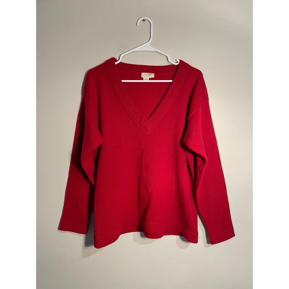 J.Crew Red 100% Lambswool V-Neck Sweater Size Medium - Picture 1 of 9